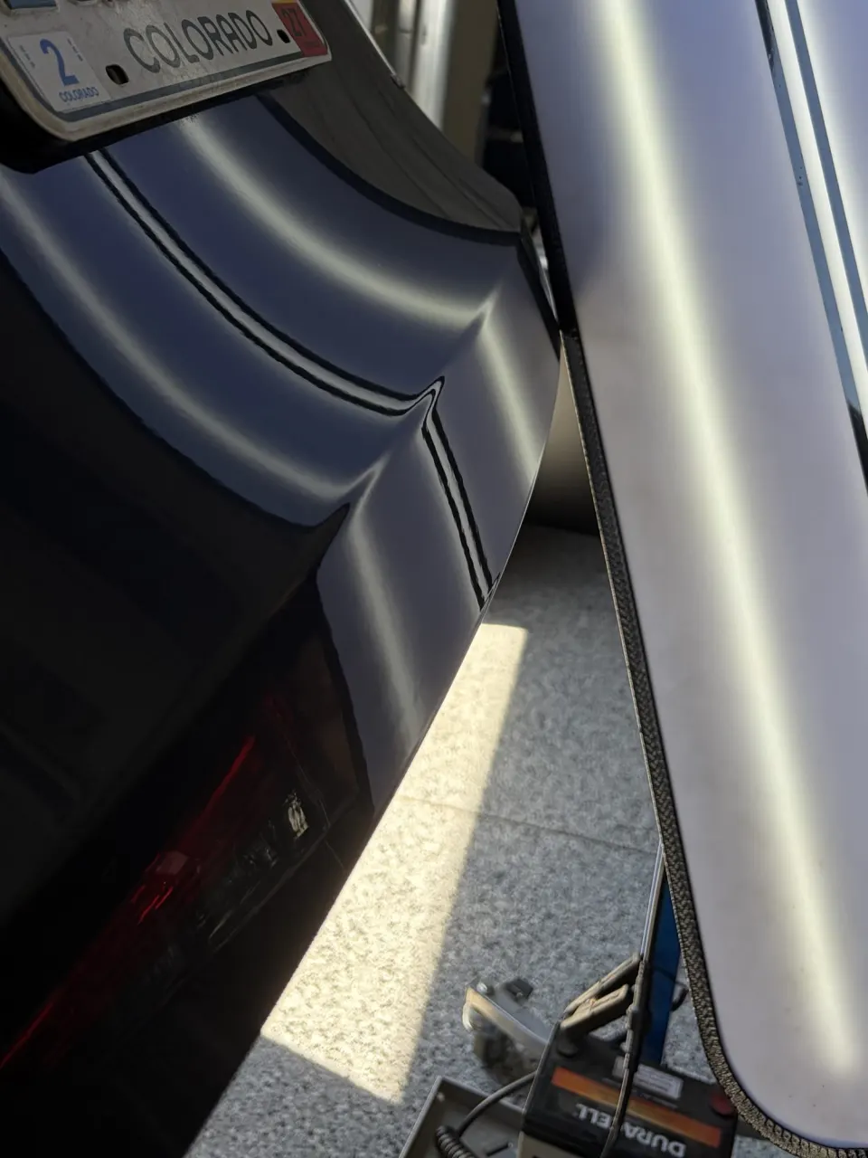 Rear bumper dent after repair